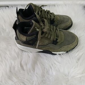 Jordan Retro 4 Olive Green Kid's Sneakers